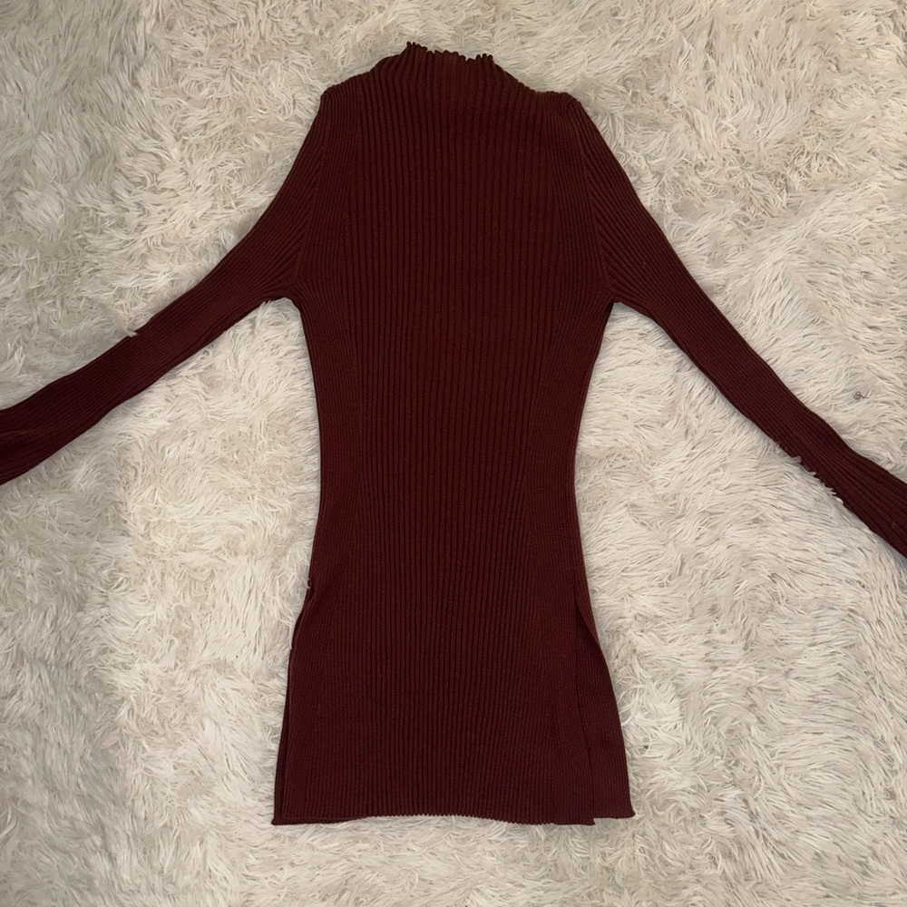 Wolford Maroon Ribbed Knit Top